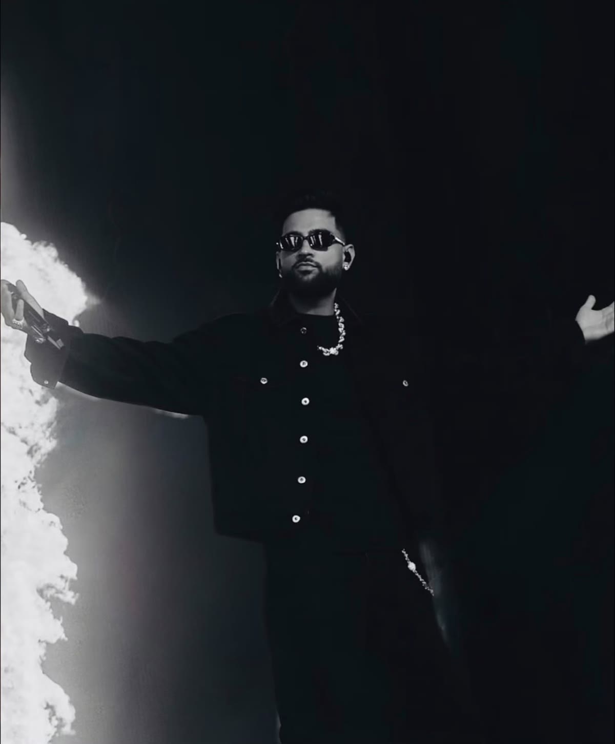 Karan Aujla on stage with pyrotechnics, headliner at UNIFYD Festival Abu Dhabi